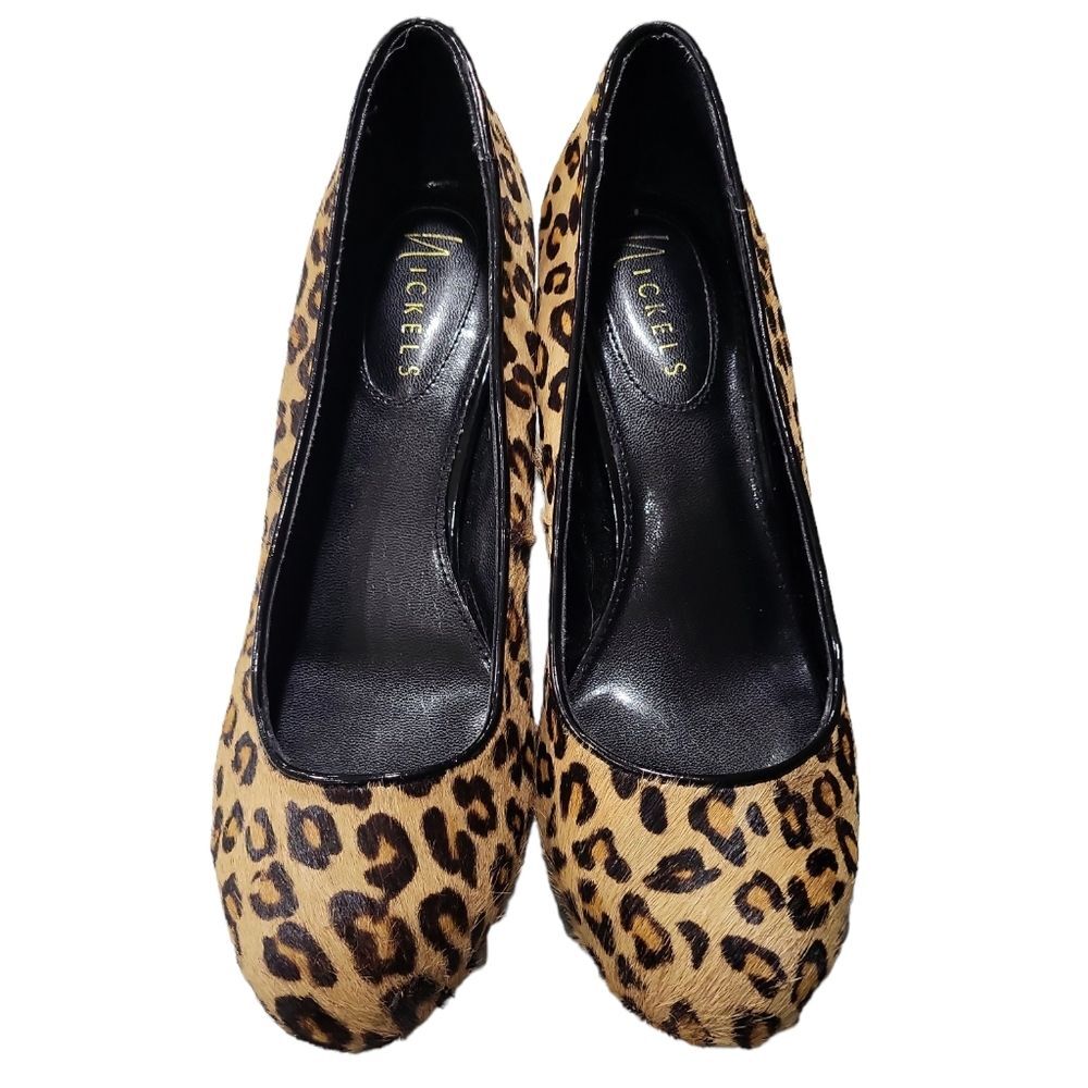 EUC Nickels Italy women's leopard animal print calf hair heels leather p…